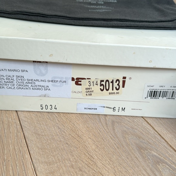 NWT GRAVATI MARIO SPA grey suede shearling lined with rubber sole combat boot - Picture 6 of 7